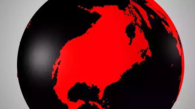 Solid Color Black Red Globe 3D model
