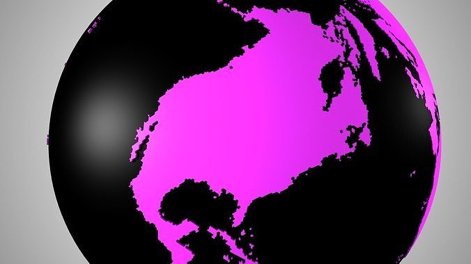 Solid Color Black Pink Globe 3D model