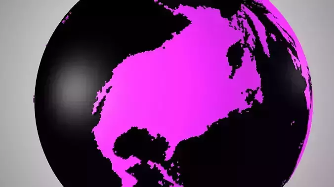 Solid Color Black Pink Globe 3D model