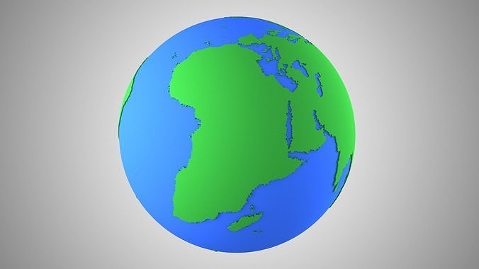 Globe Solid Color Green Blue 3D model