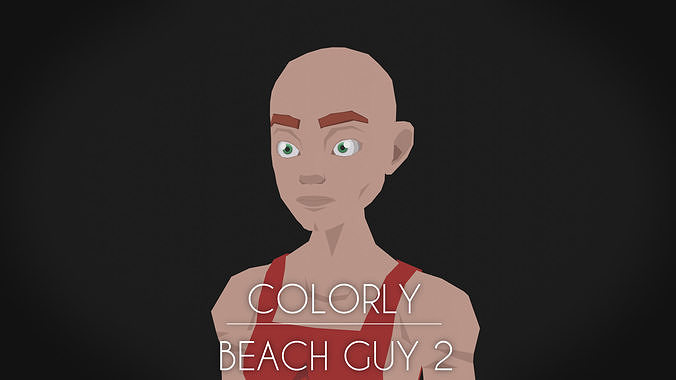 Colorly - Beach Guy 2 - Game Ready - Rigged - Customizable Low-poly 3D model