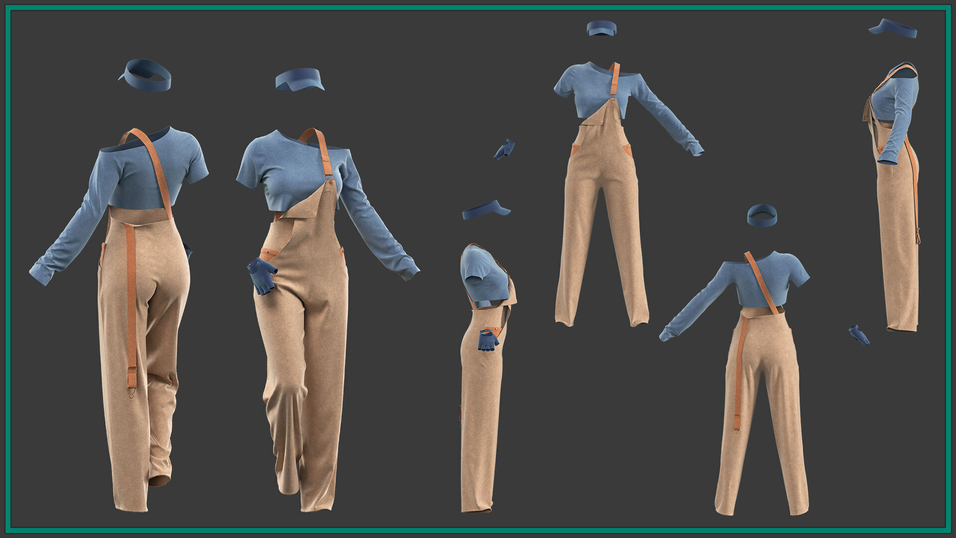 3 female stylized clothes 3D model_3