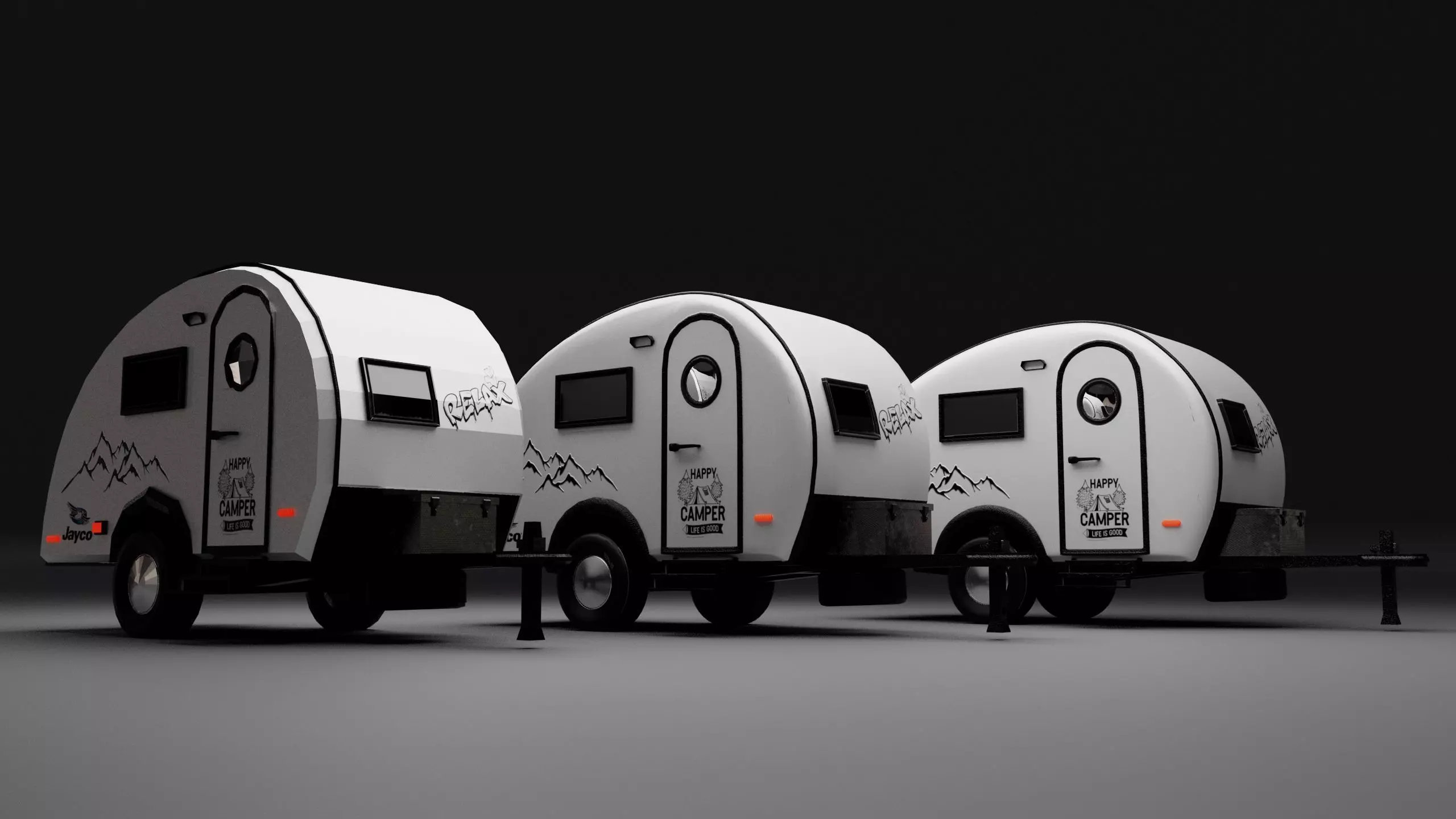 Small Caravan Trailer Low-poly 3D model