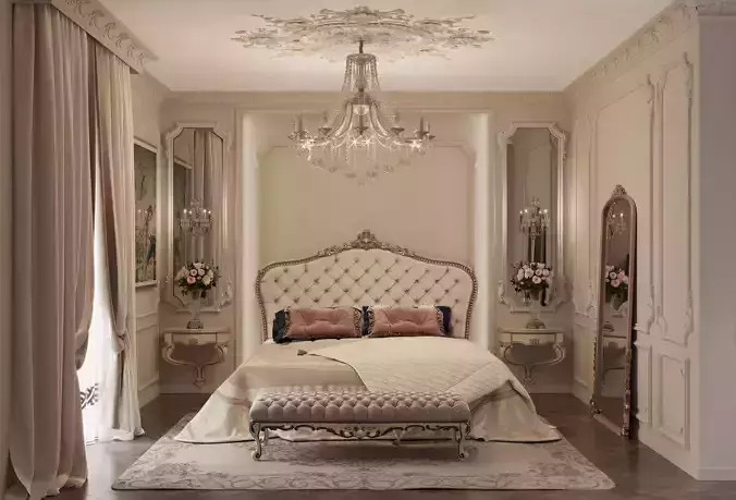 Neoclassical Master Guest Suite Bedroom Walk in Closet Bathrooms