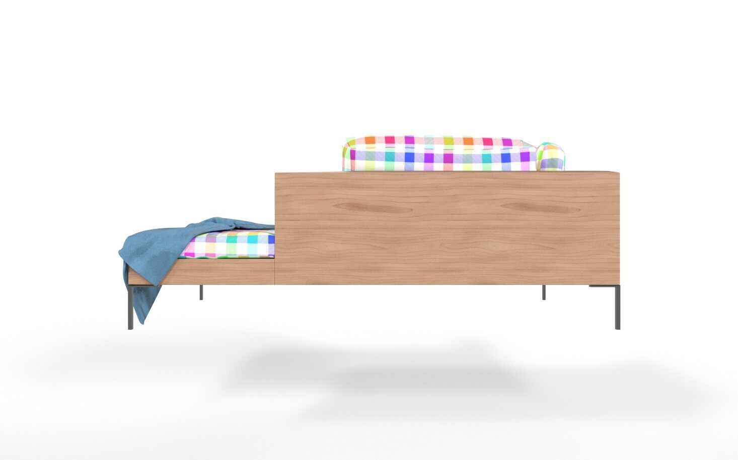Modern Sofa Couch with Pillows and Blanket Low-poly 3D model_2