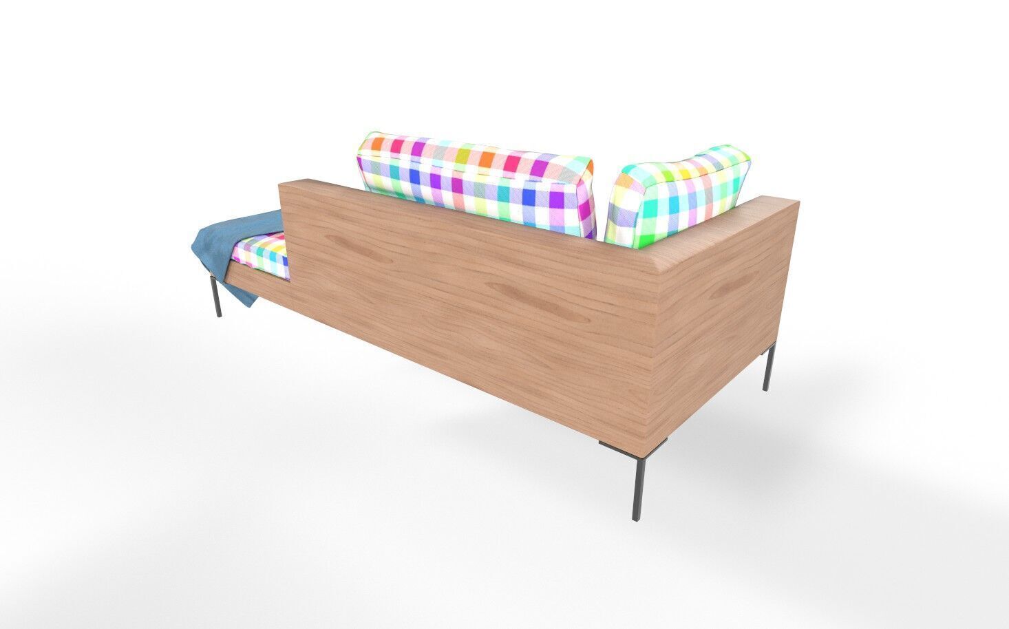 Modern Sofa Couch with Pillows and Blanket Low-poly 3D model_3