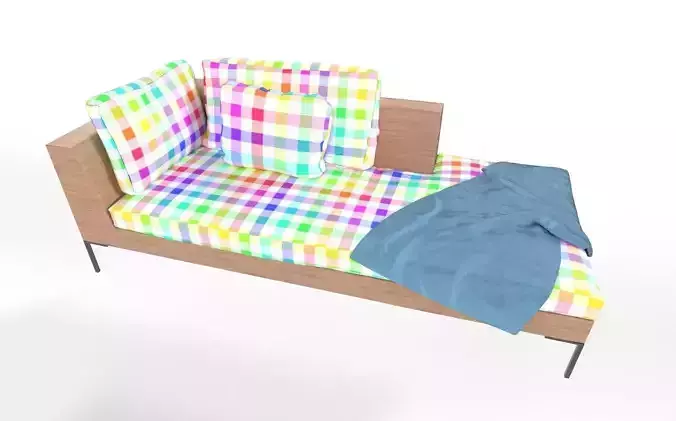 Modern Sofa Couch with Pillows and Blanket