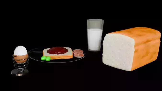 Food sliced bread sandwich breakfast combo 4 and milk