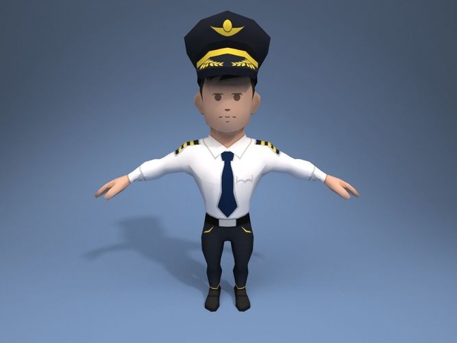 Pilot No Blazer Low-poly 3D model