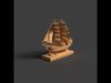  Chinese wooden carving sail ship Low-poly 3D model_1