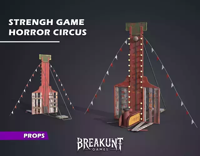 Damaged Strength Game Circus Horror - 3d Model 3D model
