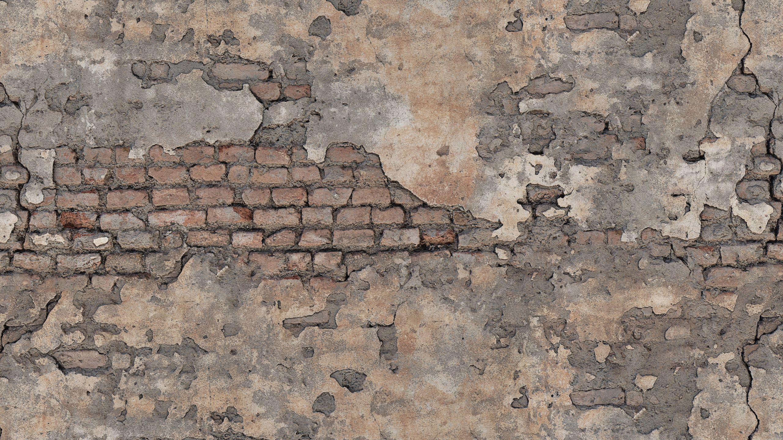 Old Damaged Brick Wall PBR Texture_7