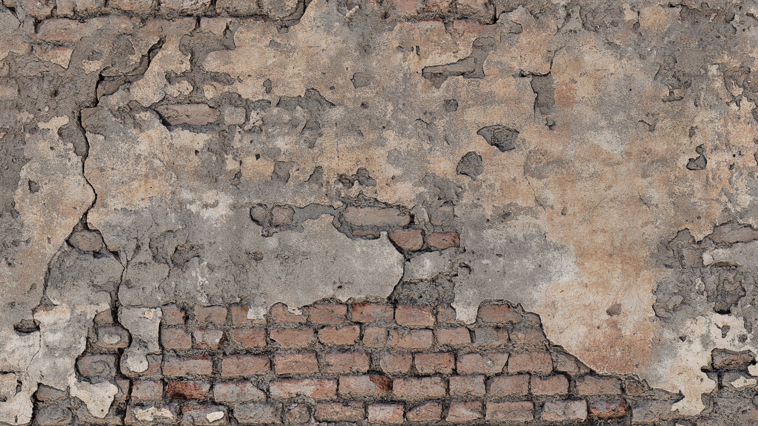 Old Damaged Brick Wall PBR Texture_2