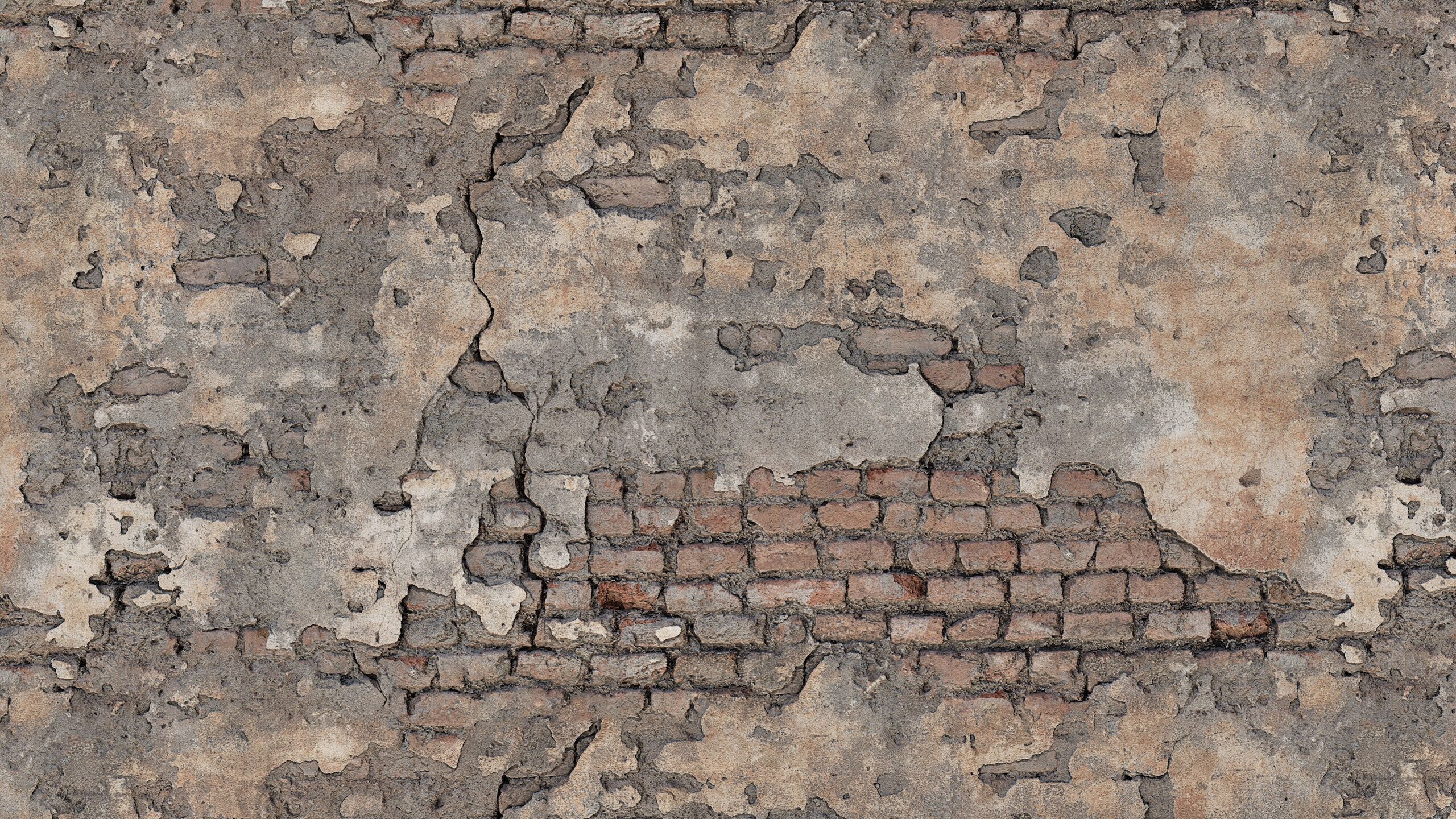 Old Damaged Brick Wall PBR Texture_3