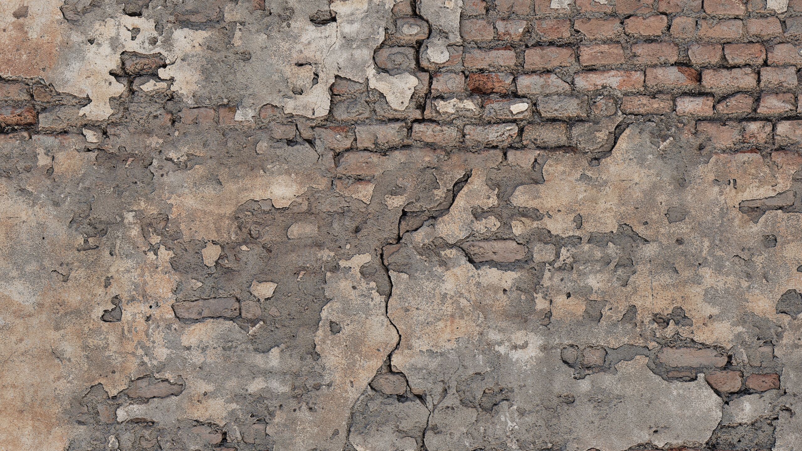 Old Damaged Brick Wall PBR Texture_8