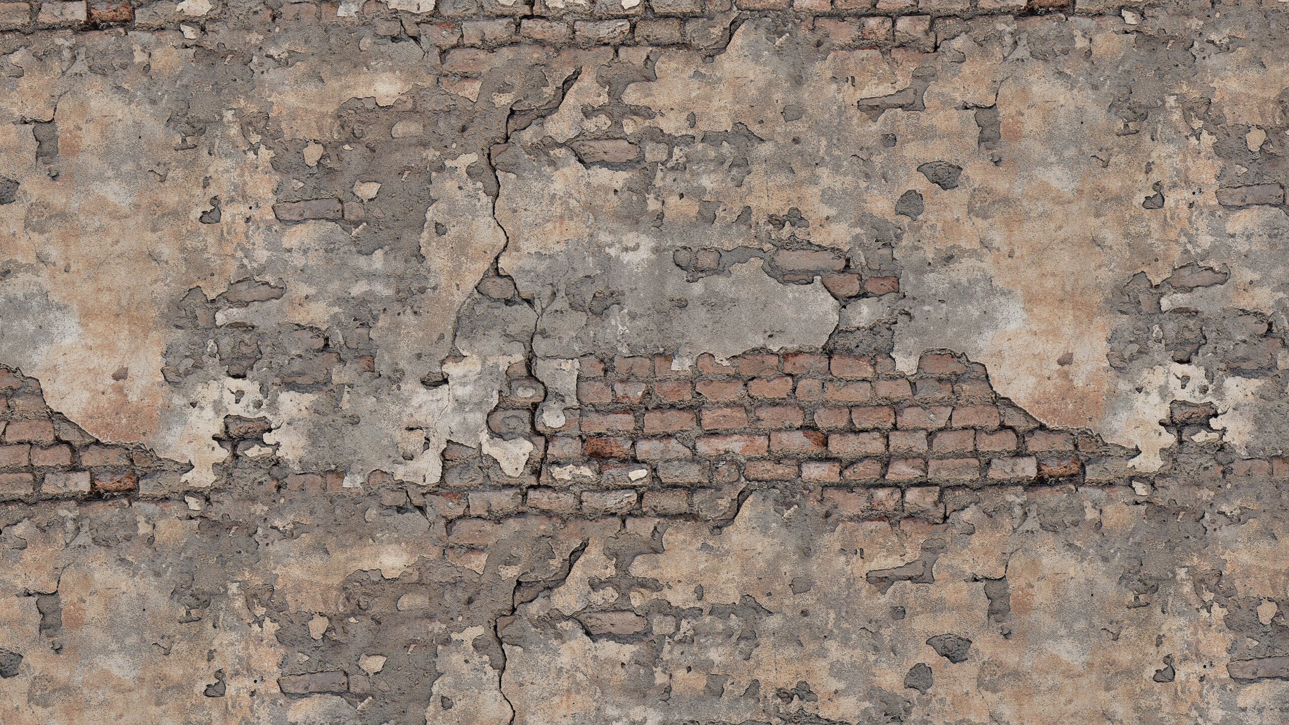 Old Damaged Brick Wall PBR Texture_9