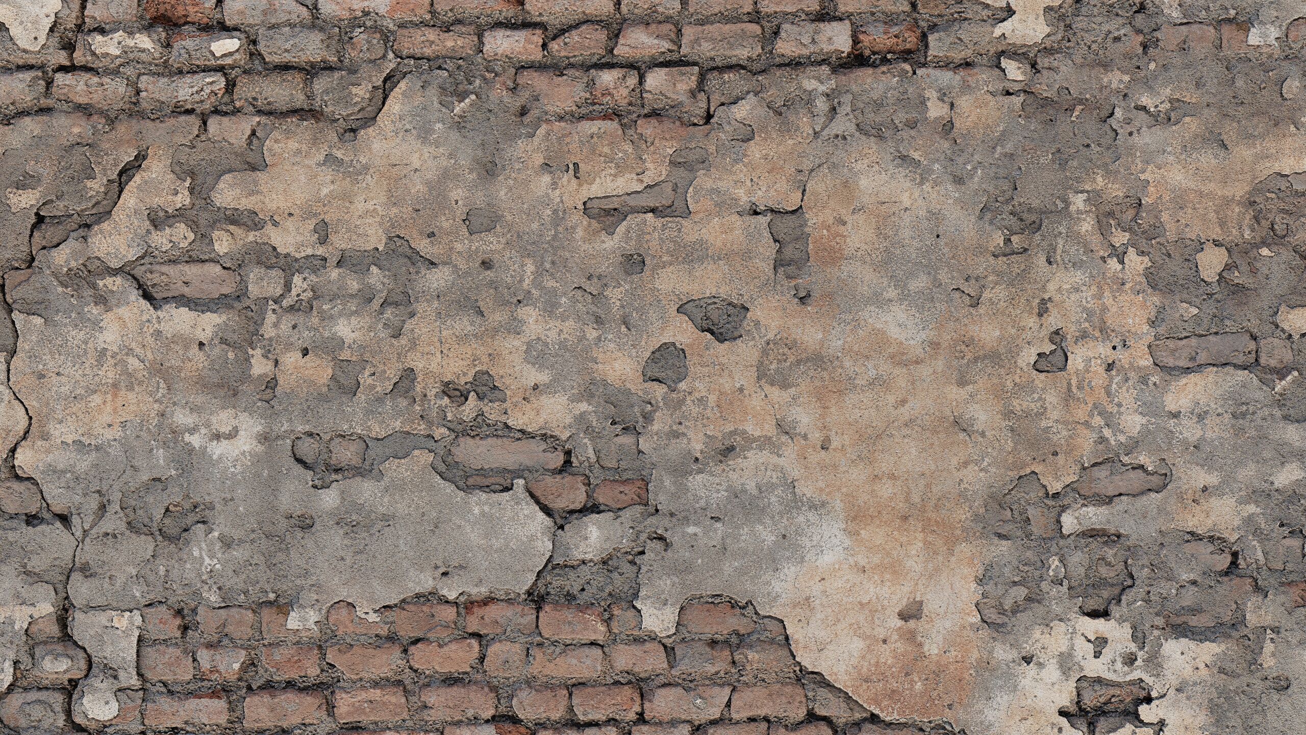 Old Damaged Brick Wall PBR Texture_5