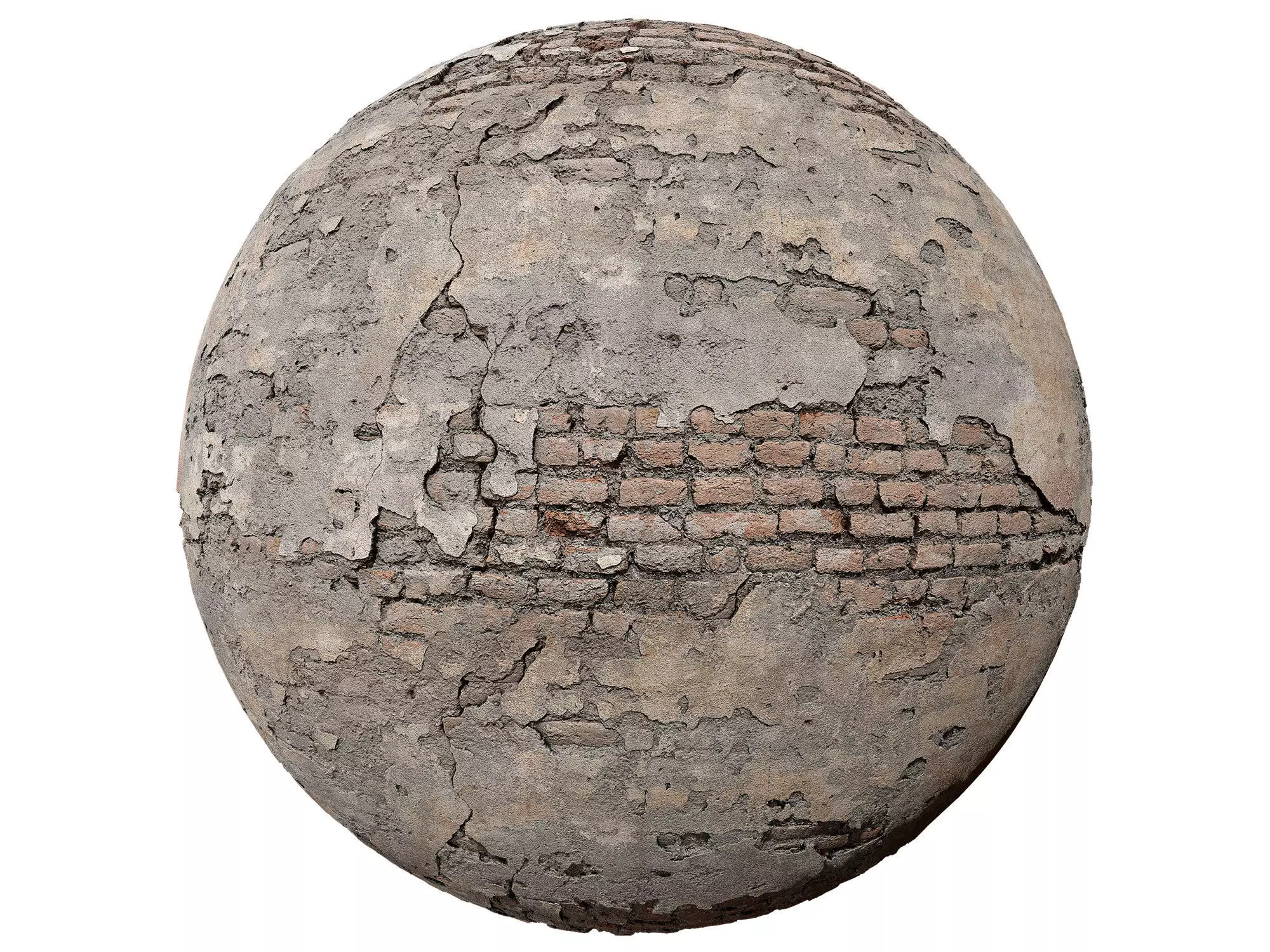 Old Damaged Brick Wall PBR Texture_0
