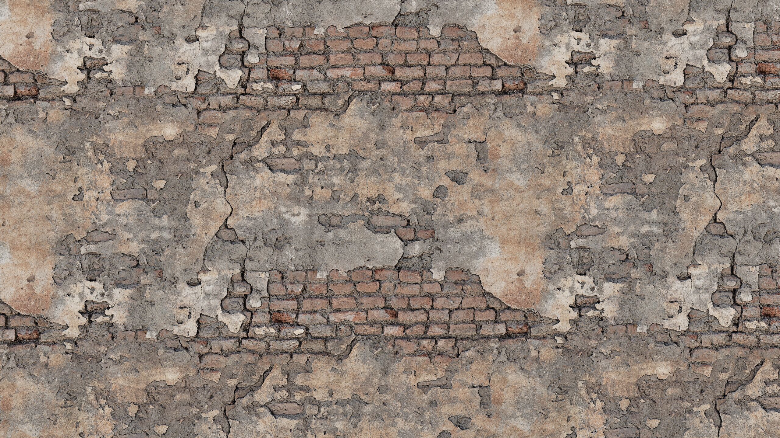 Old Damaged Brick Wall PBR Texture_6