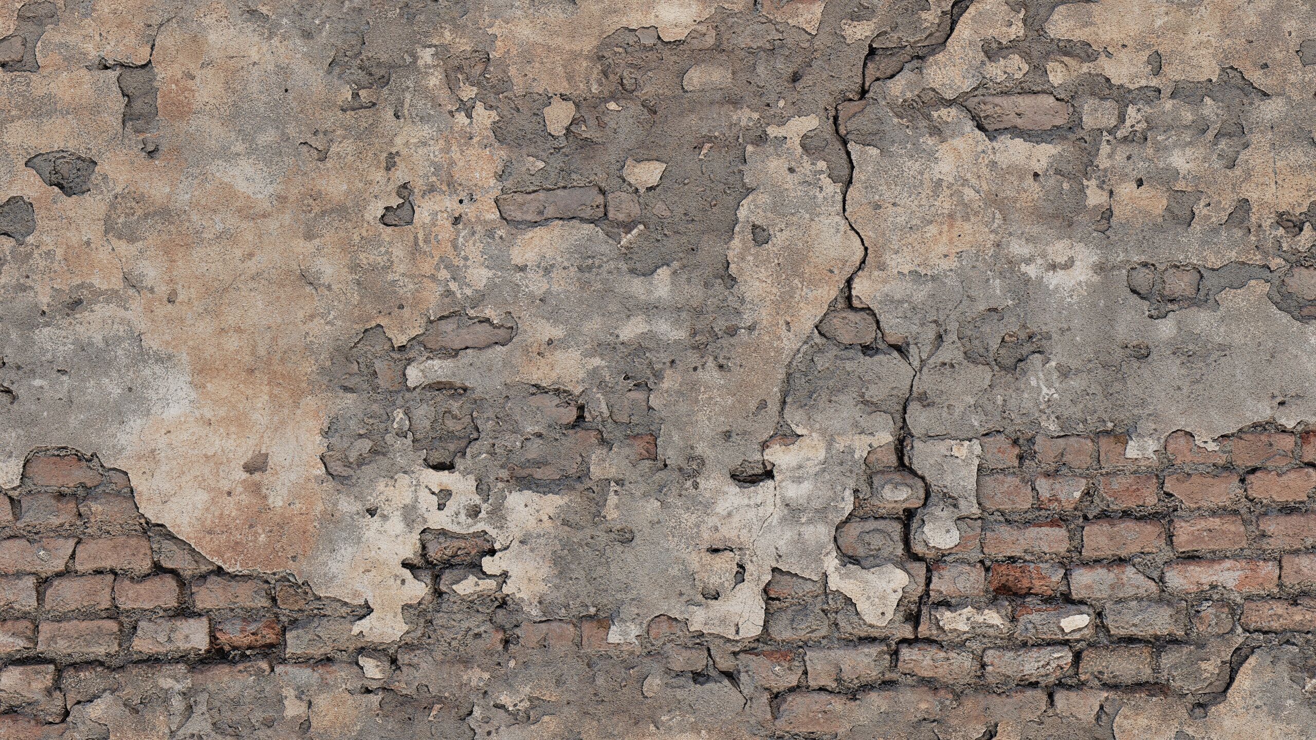 Old Damaged Brick Wall PBR Texture_4