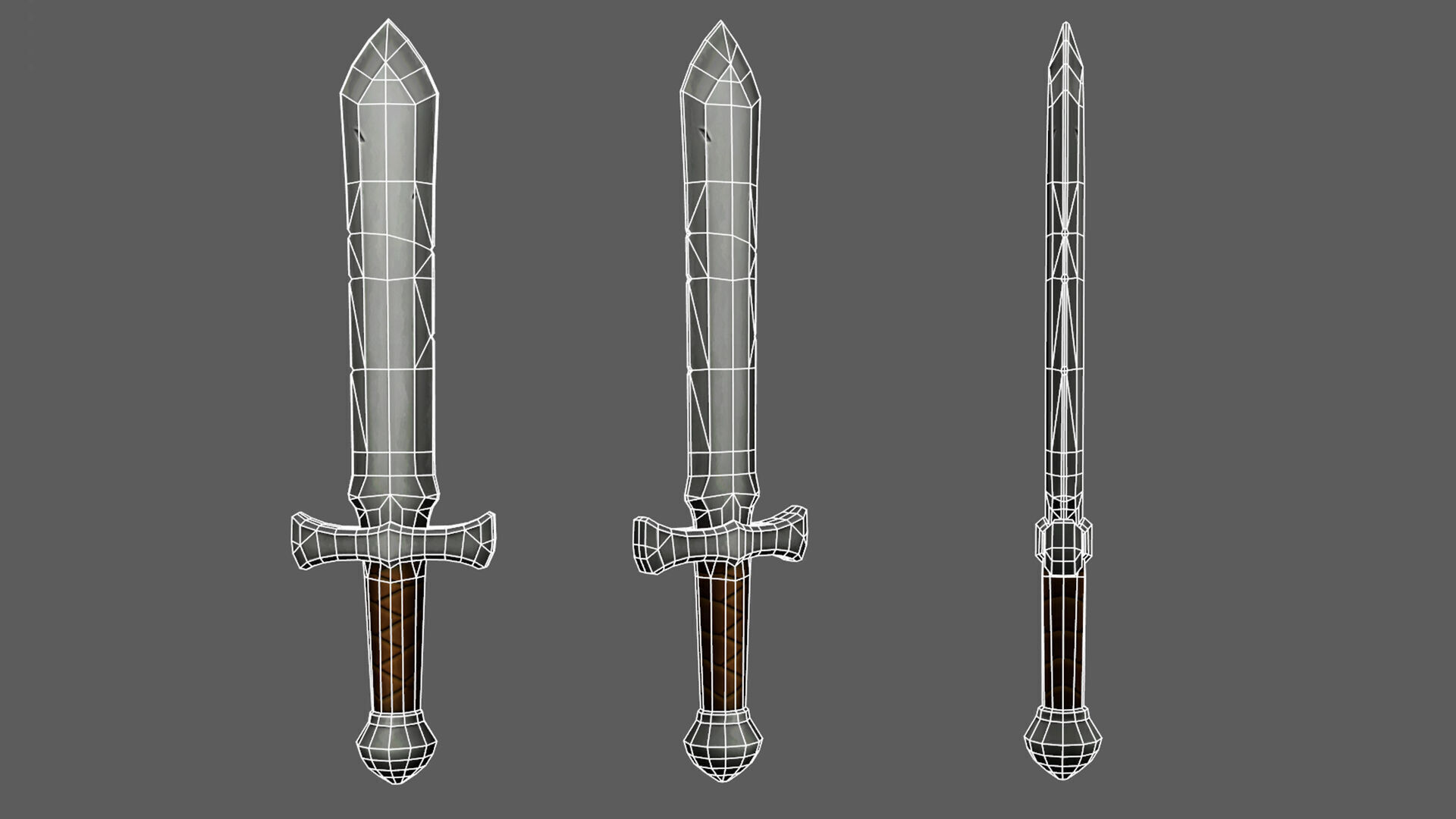 Metal Sword - Game Ready Weapon Low-poly 3D model_12