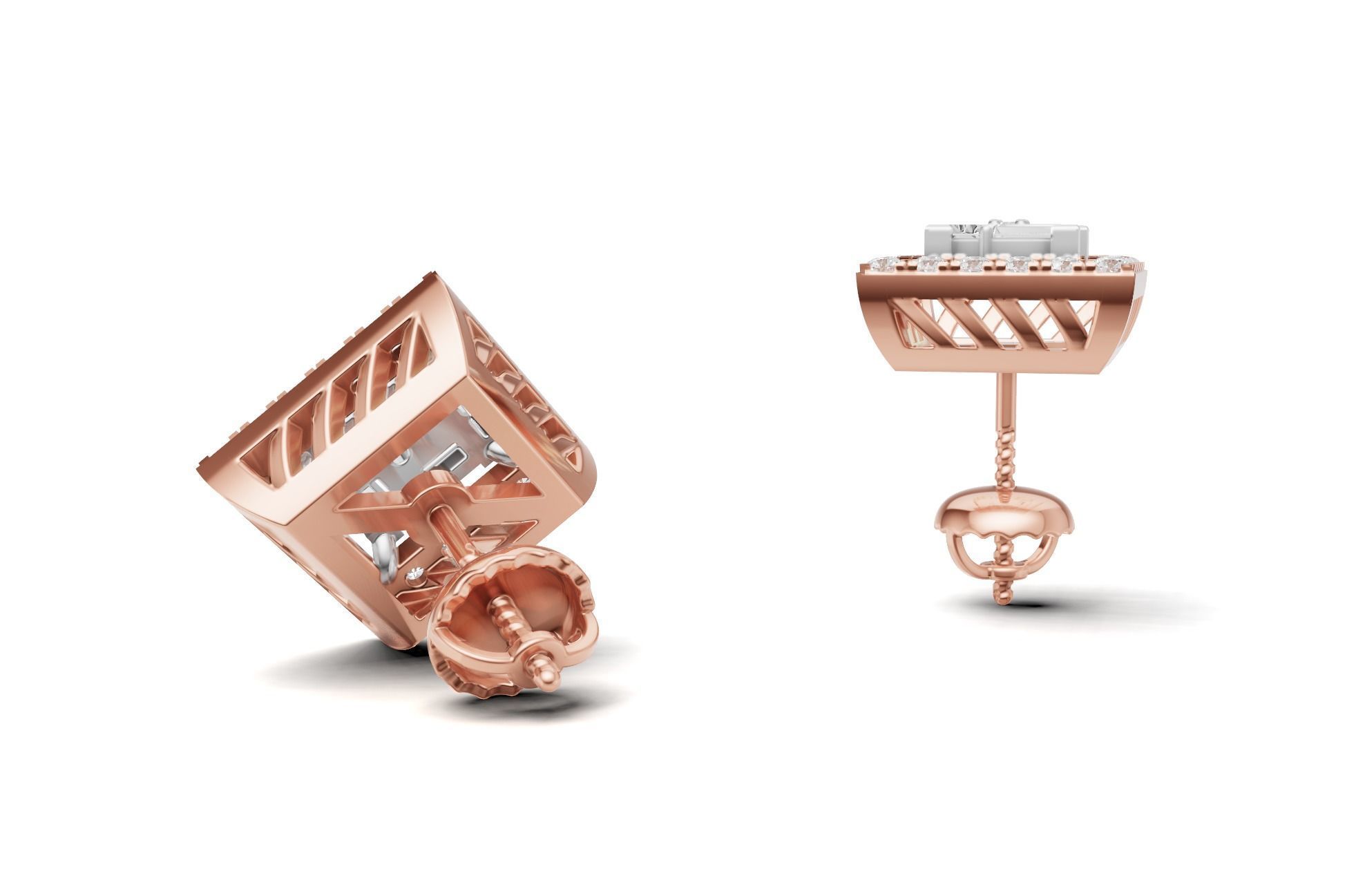 Square Diamond With Baguette Princess Style Stud 3D print model_13