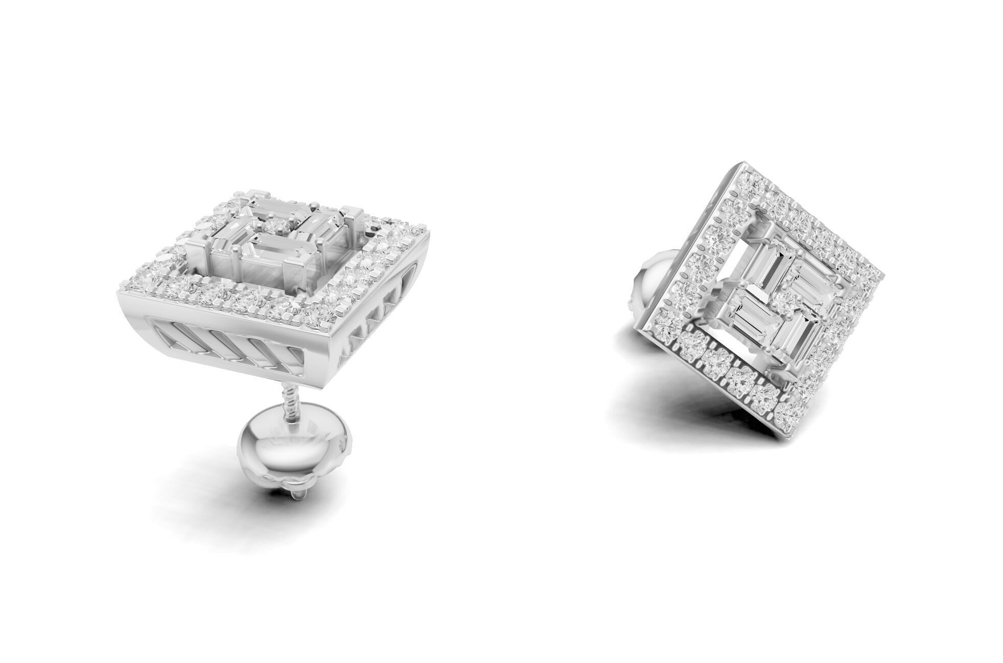 Square Diamond With Baguette Princess Style Stud 3D print model_9
