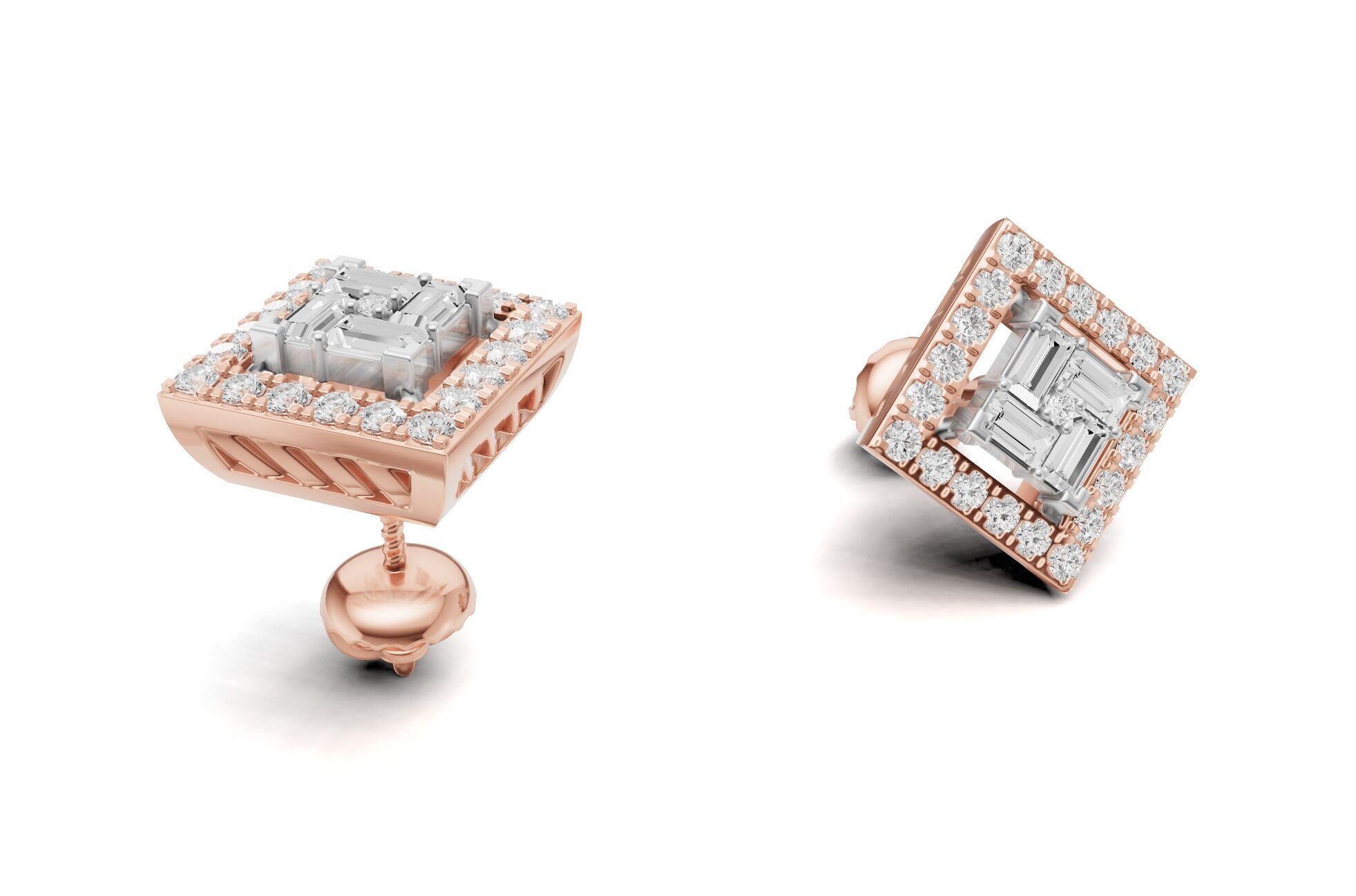Square Diamond With Baguette Princess Style Stud 3D print model_10