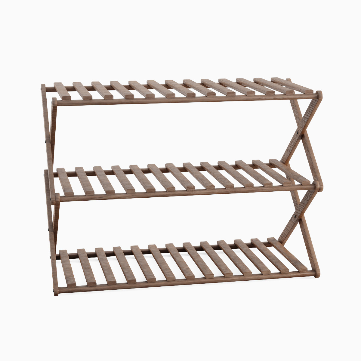 Modern Wooden Shoe Rack Set Low-poly 3D model_1