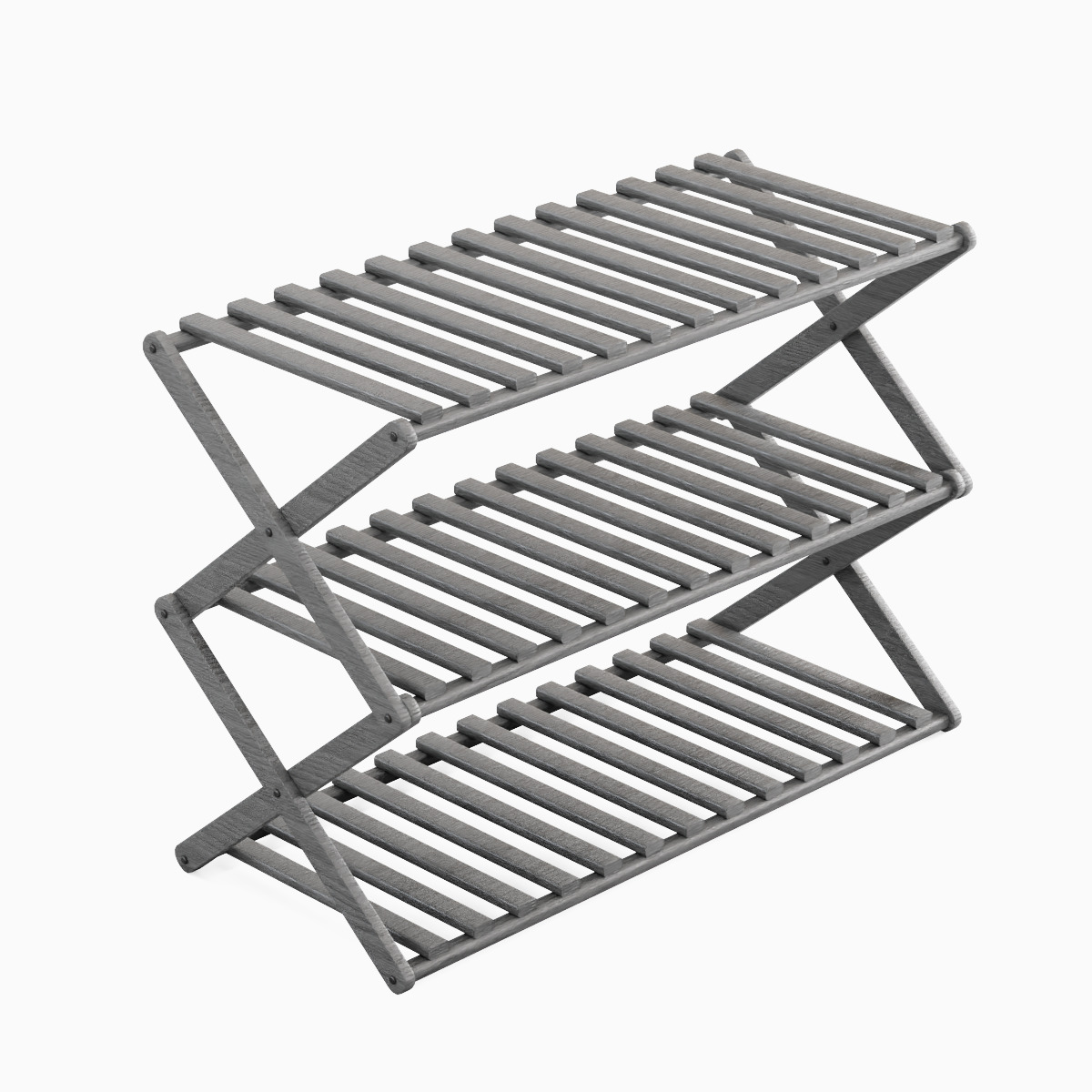 Modern Wooden Shoe Rack Set Low-poly 3D model_17