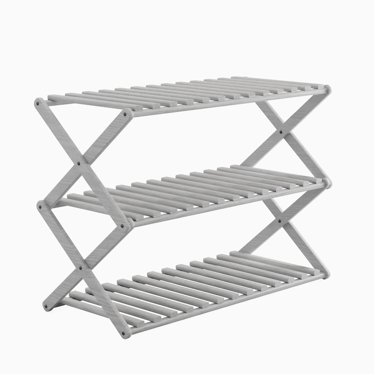 Modern Wooden Shoe Rack Set Low-poly 3D model_8