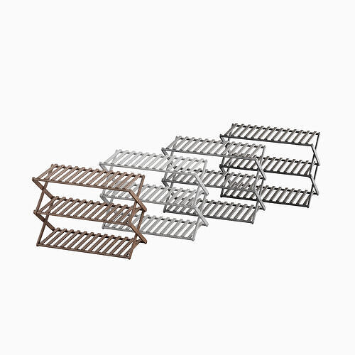 Modern Wooden Shoe Rack Set Low-poly 3D model
