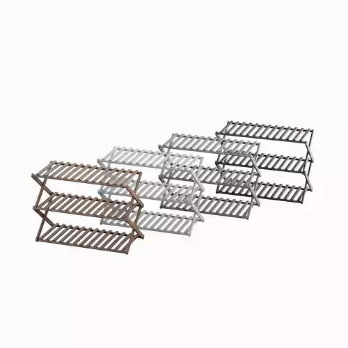 Modern Wooden Shoe Rack Set Low-poly 3D model