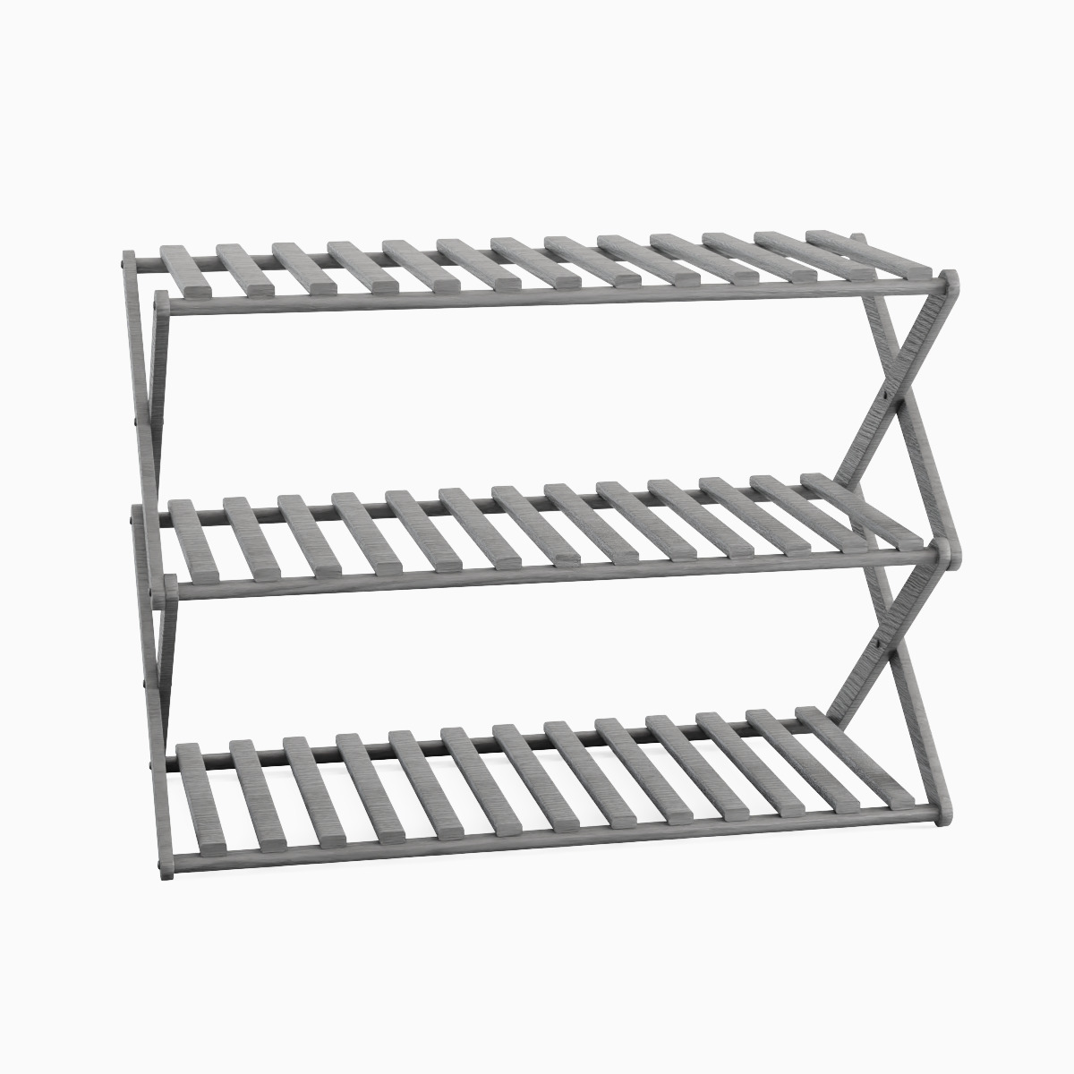 Modern Wooden Shoe Rack Set Low-poly 3D model_13