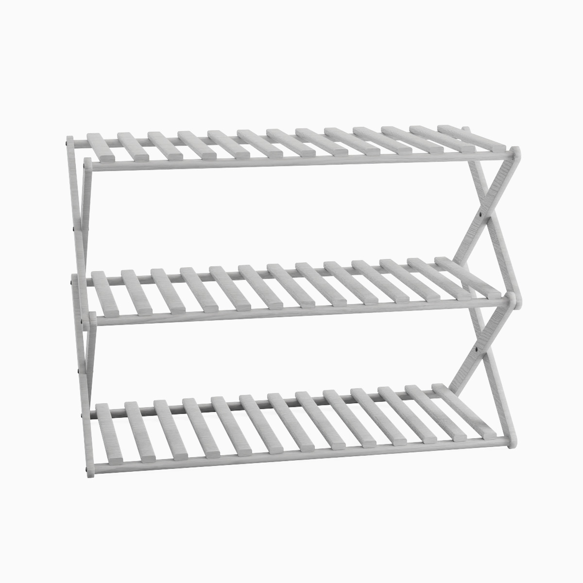 Modern Wooden Shoe Rack Set Low-poly 3D model_7