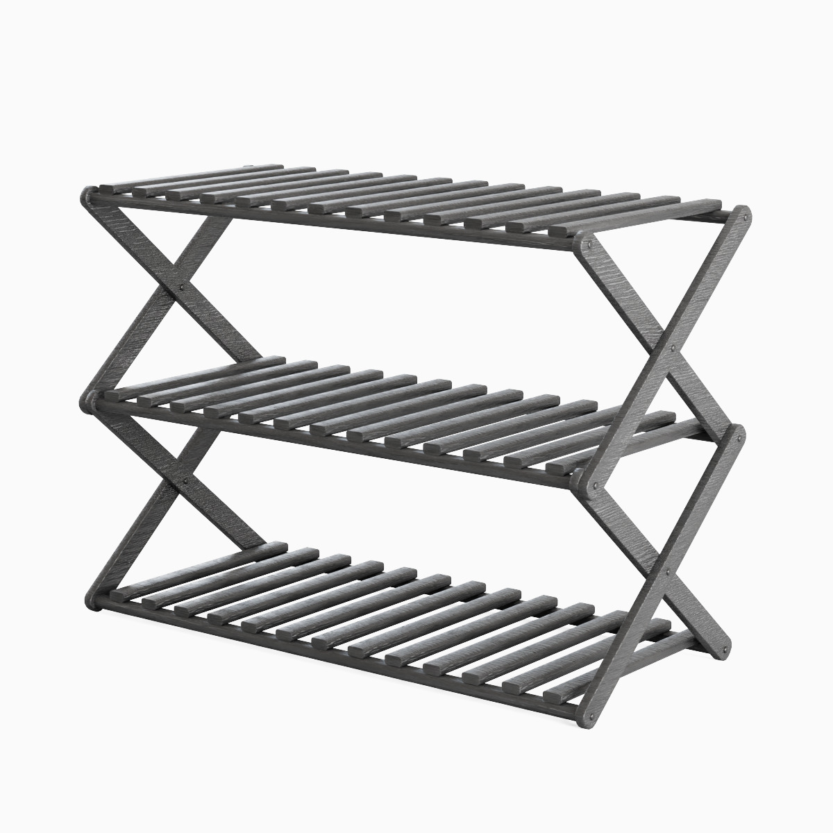 Modern Wooden Shoe Rack Set Low-poly 3D model_21