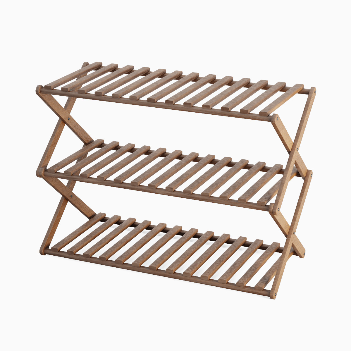 Modern Wooden Shoe Rack Set Low-poly 3D model_4