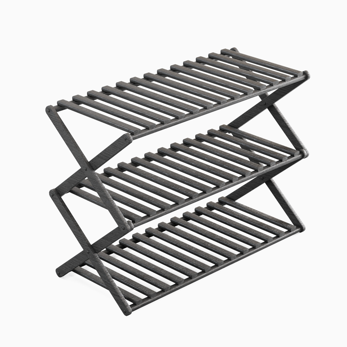 Modern Wooden Shoe Rack Set Low-poly 3D model_23