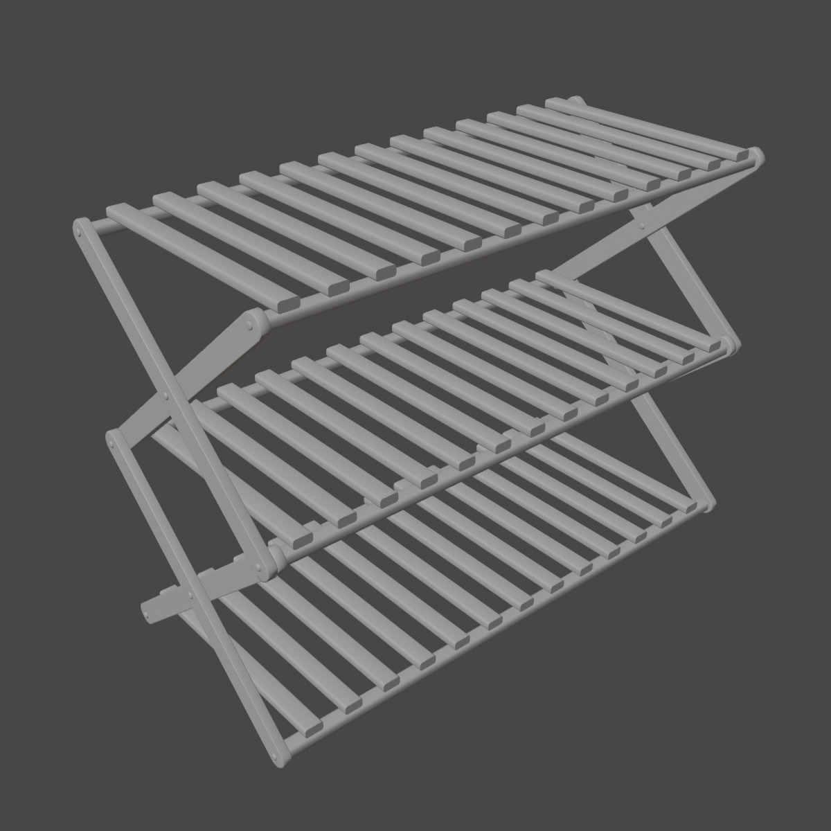 Modern Wooden Shoe Rack Set Low-poly 3D model_25