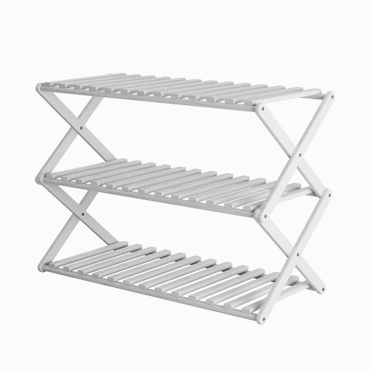 Modern Wooden Shoe Rack Set Low-poly 3D model_9