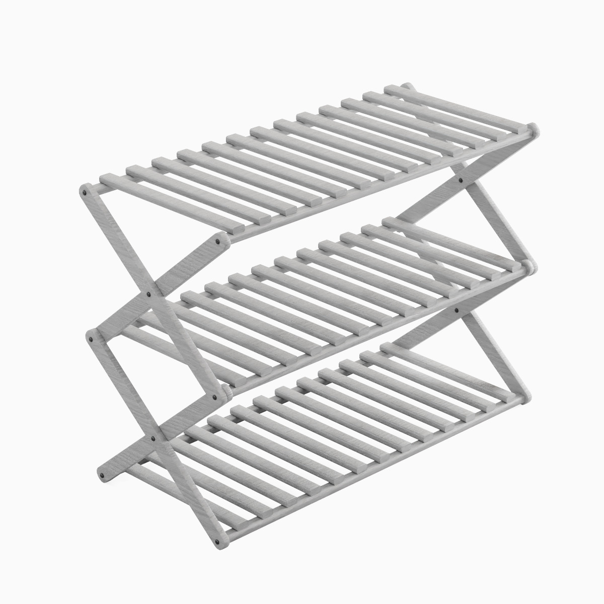 Modern Wooden Shoe Rack Set Low-poly 3D model_11