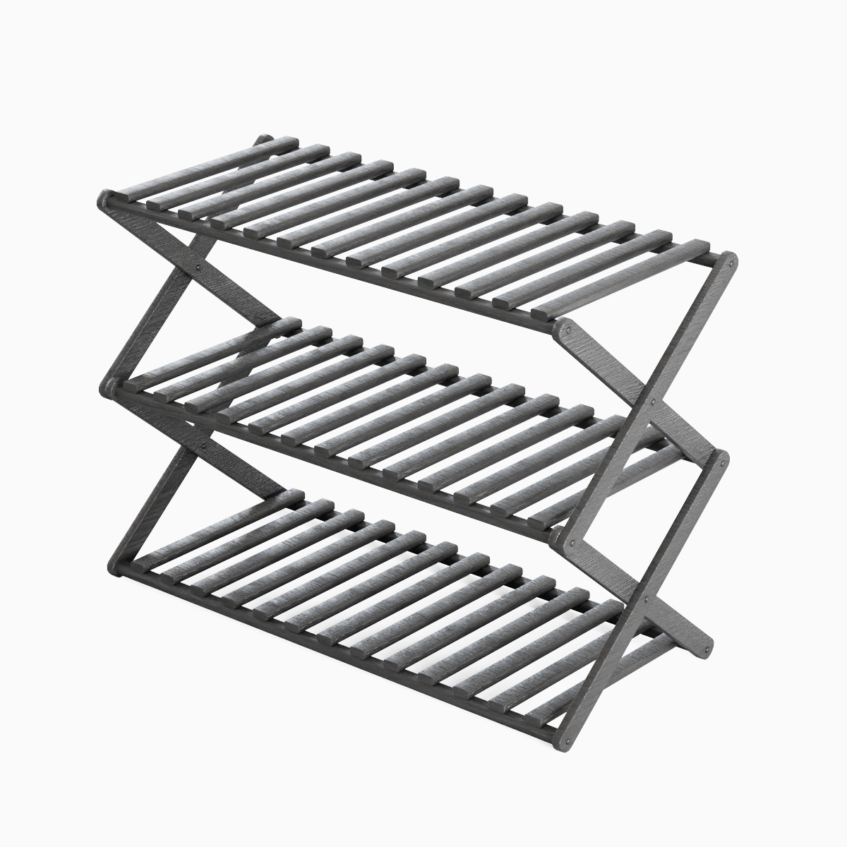 Modern Wooden Shoe Rack Set Low-poly 3D model_24
