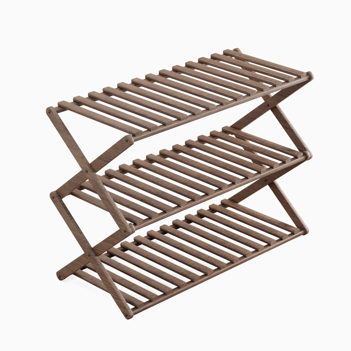 Modern Wooden Shoe Rack Set Low-poly 3D model_5