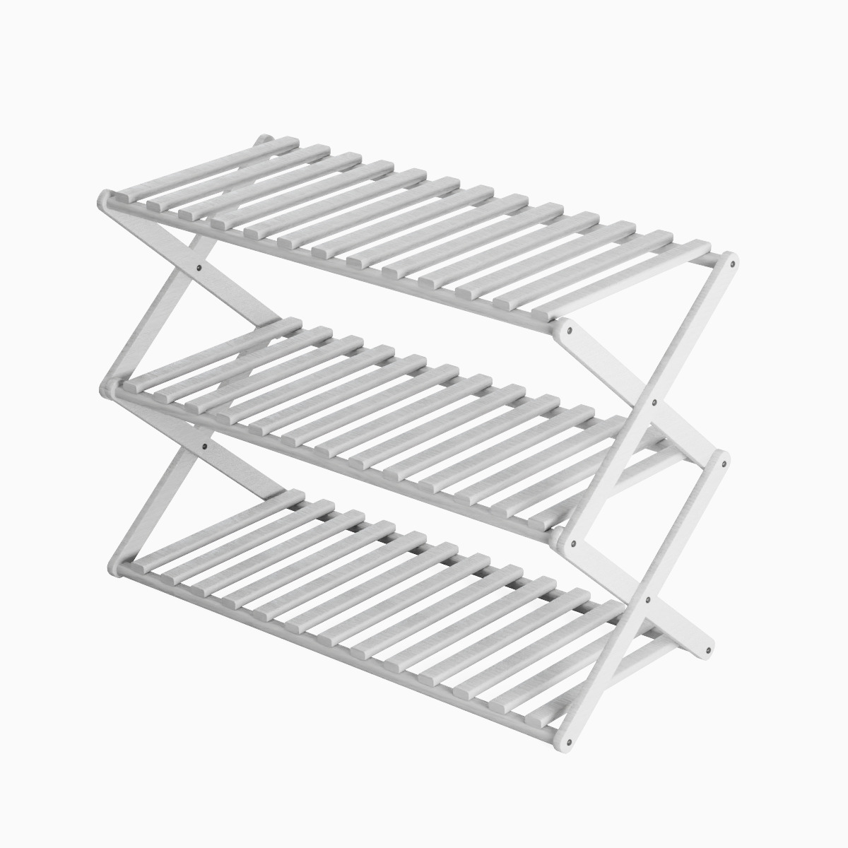 Modern Wooden Shoe Rack Set Low-poly 3D model_12