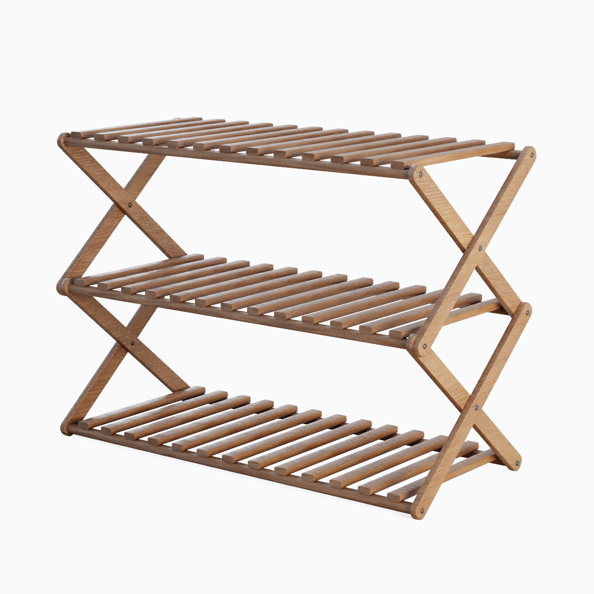 Modern Wooden Shoe Rack Set Low-poly 3D model_3