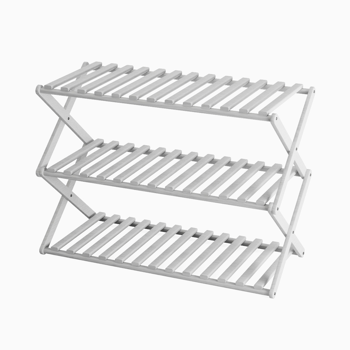 Modern Wooden Shoe Rack Set Low-poly 3D model_10