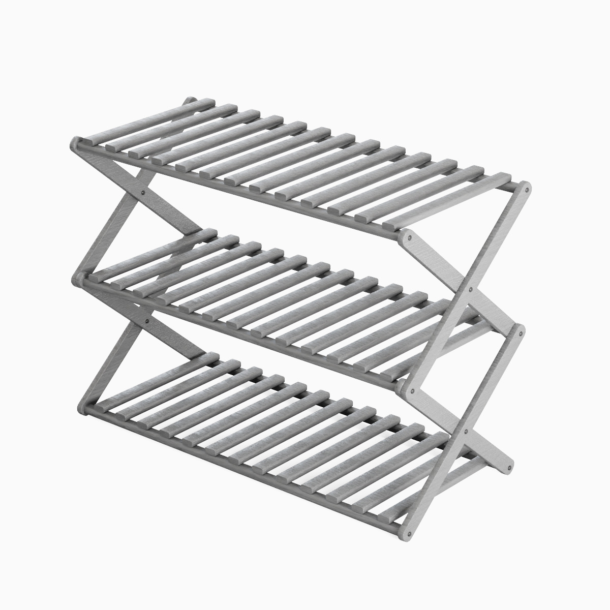 Modern Wooden Shoe Rack Set Low-poly 3D model_18