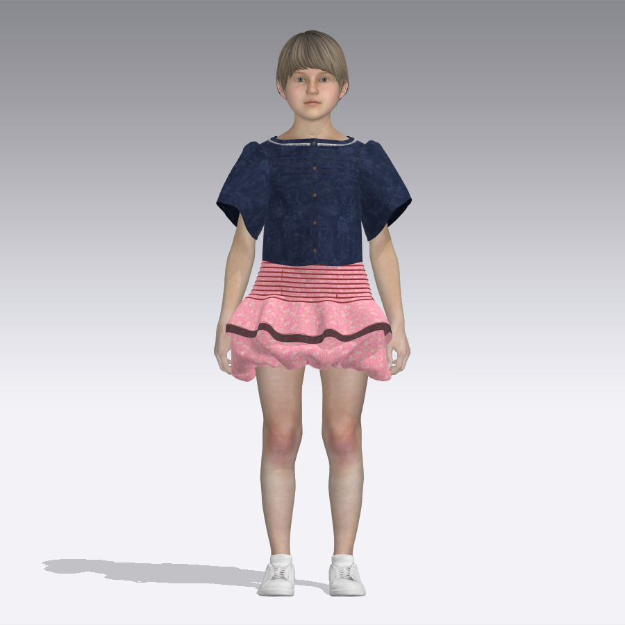 girls tops and skirt rigged 3d model Low-poly 3D model_14