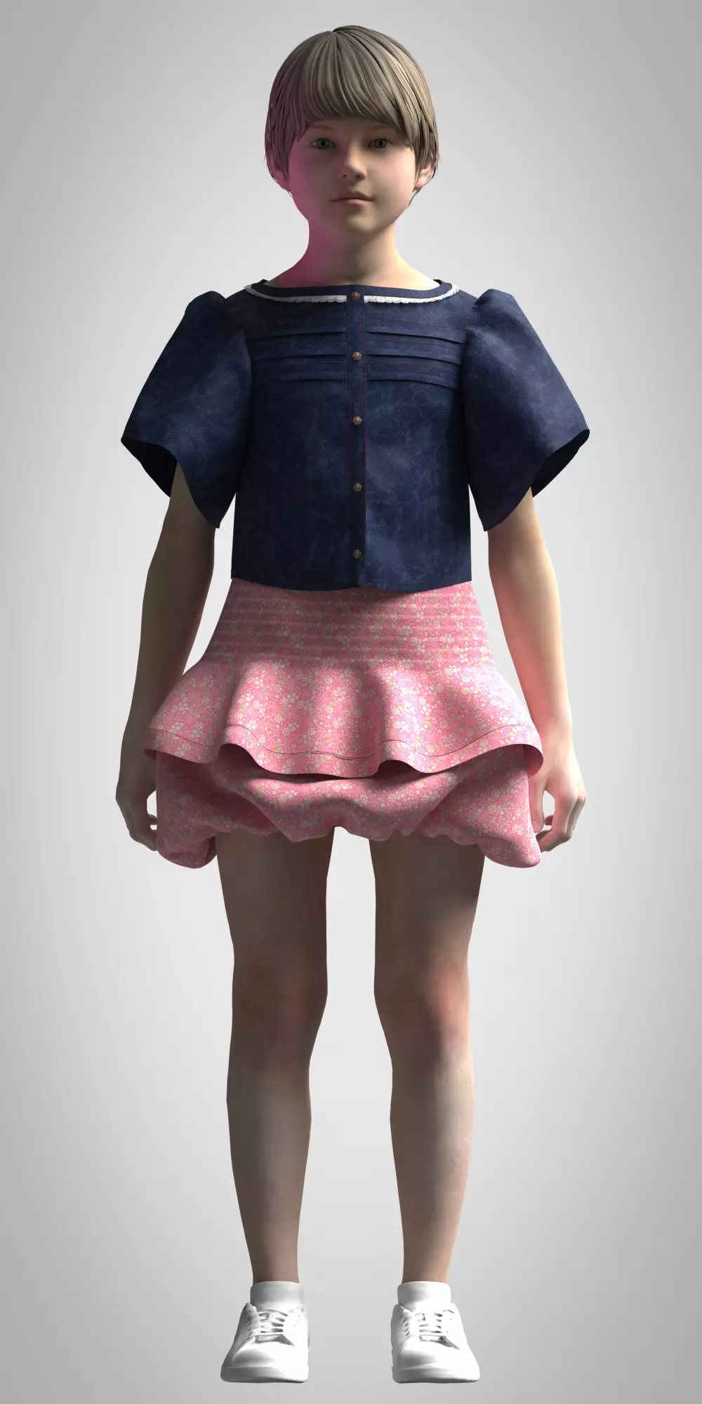 girls tops and skirt rigged 3d model Low-poly 3D model_0