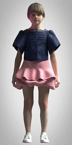 girls tops and skirt rigged 3d model Low-poly 3D model